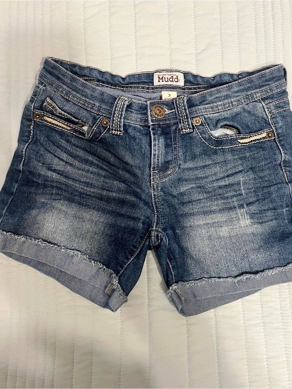 Mudd Women's Blue Denim Shorts-3